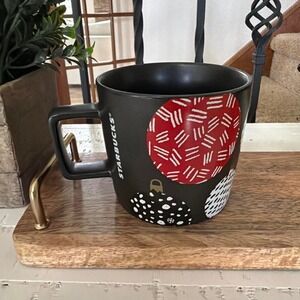 Starbucks 2016 Christmas Mug Black Red Ornament Holiday 14oz Coffee Cup